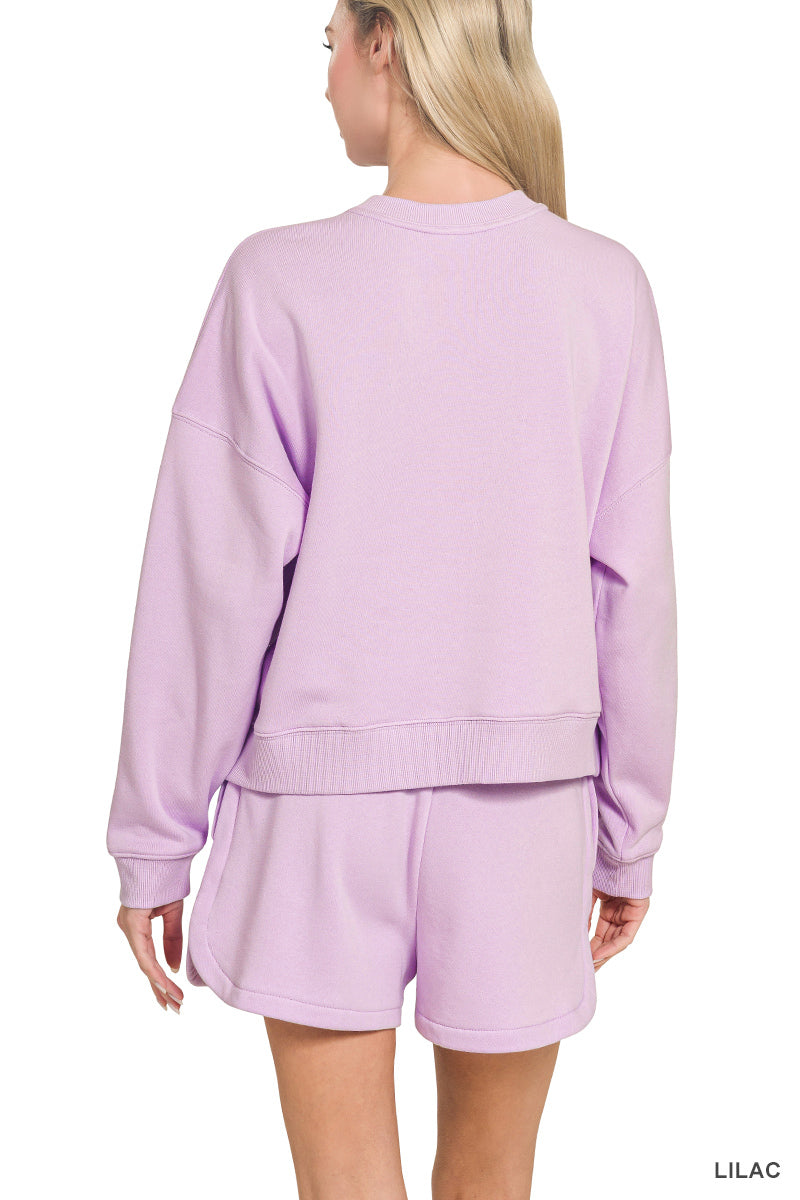 Fleece Long Sleeve Sweatshirt & Shorts Set