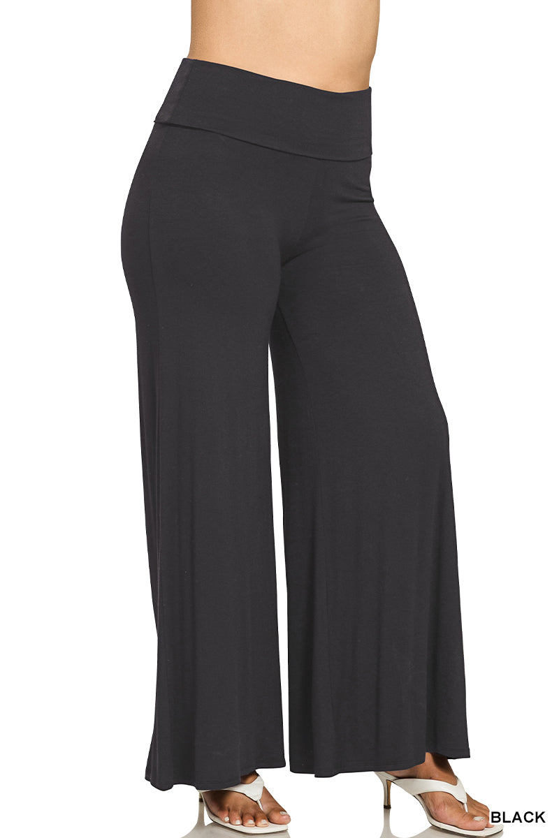 Fold Over Waist Comfy Palazzo Pants