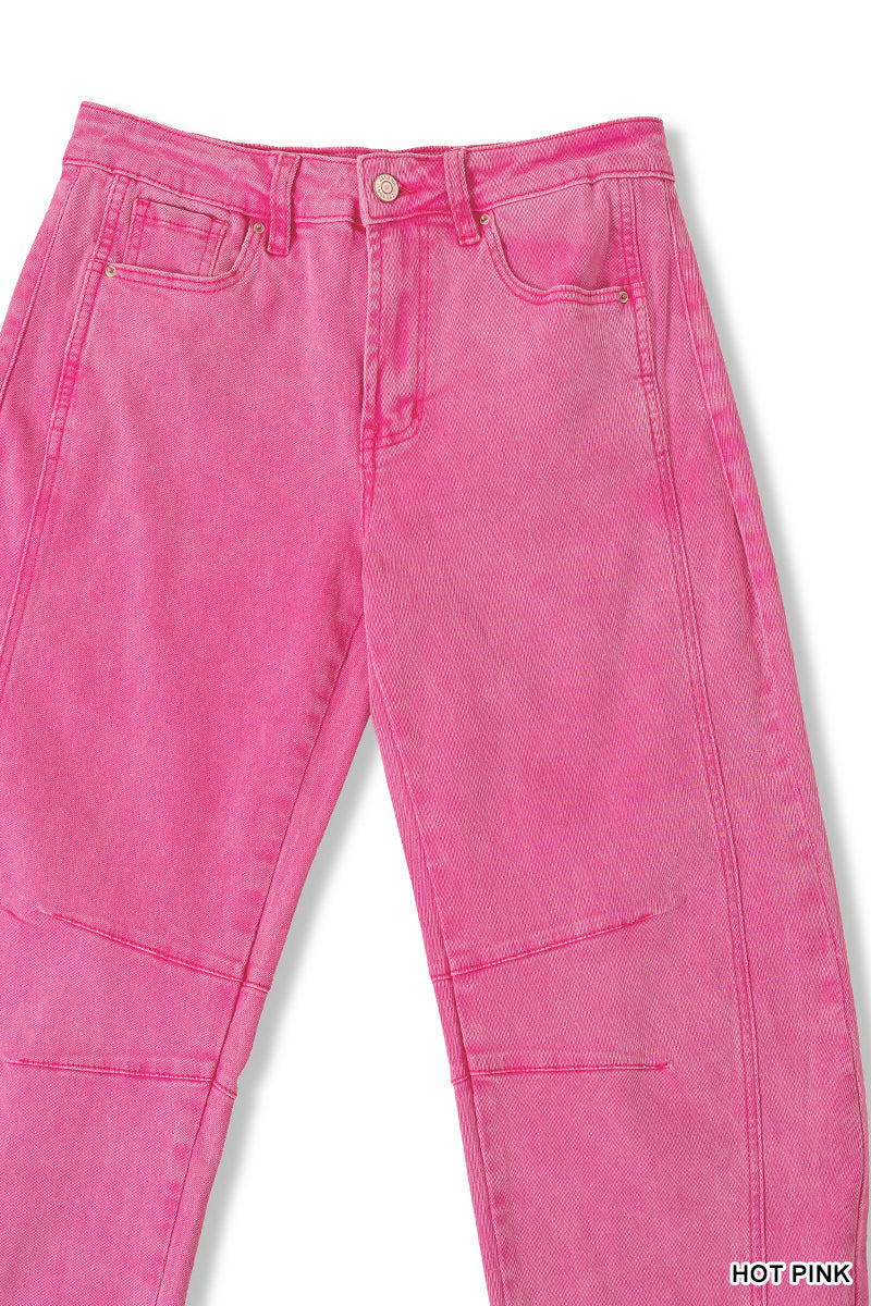 Acid Washed Barrel Leg Jeans