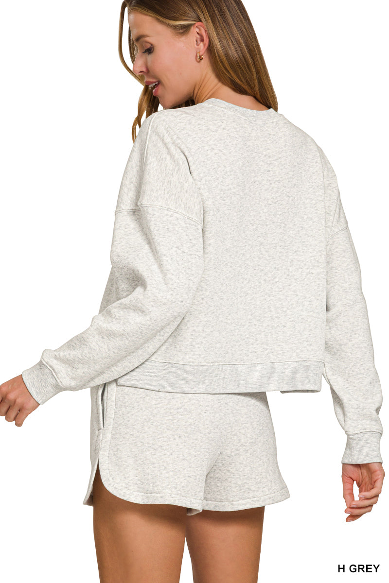 Fleece Long Sleeve Sweatshirt & Shorts Set