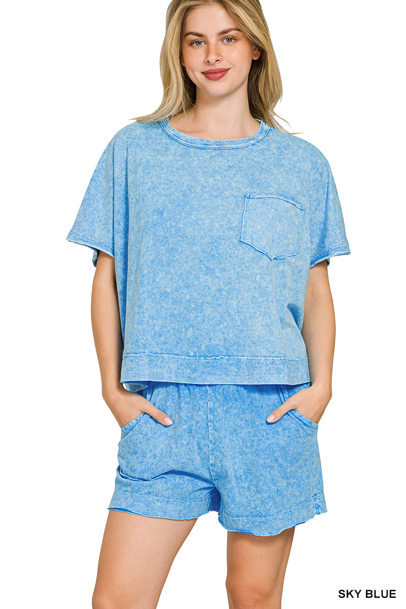 Halo Snow Washed Boxy Top & Shorts Set