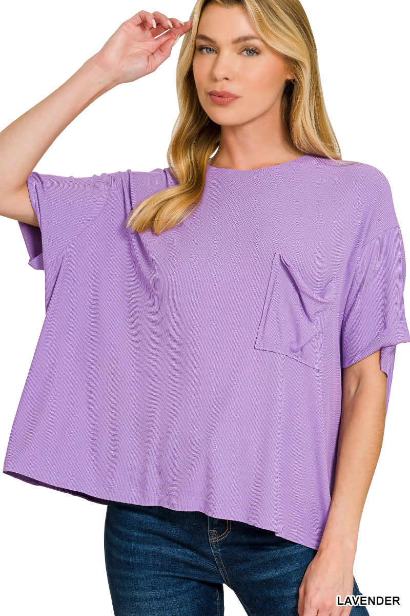 Solid Short Sleeved Ribbed Top