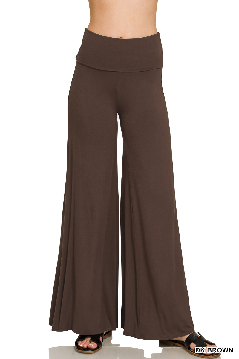 Fold Over Waist Comfy Palazzo Pants
