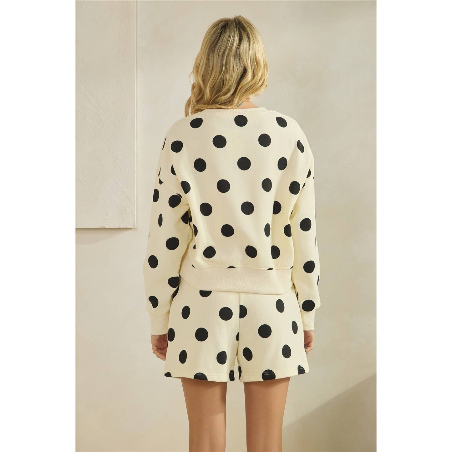 Polka Dot Crew Neck Sweatshirt