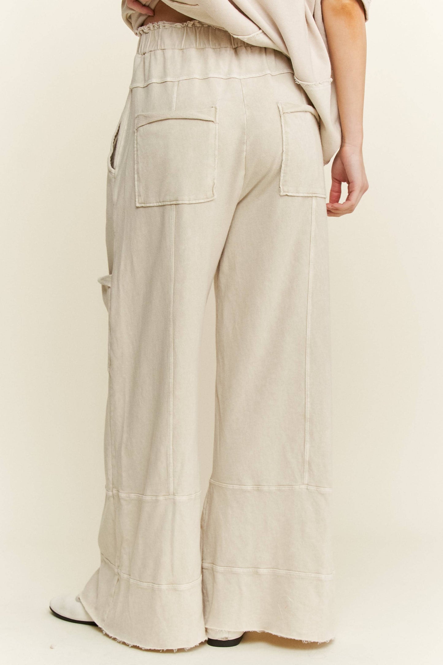 Mineral Washed Wide Leg Cropped Pants