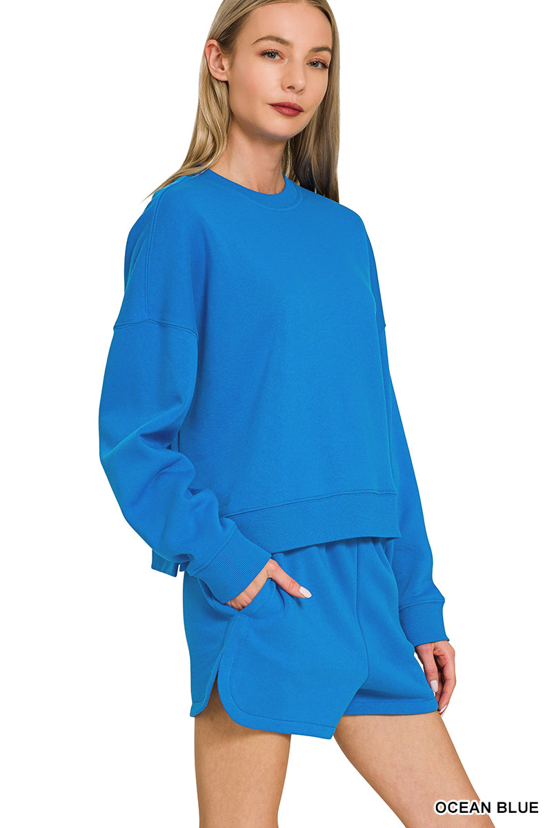 Fleece Long Sleeve Sweatshirt & Shorts Set