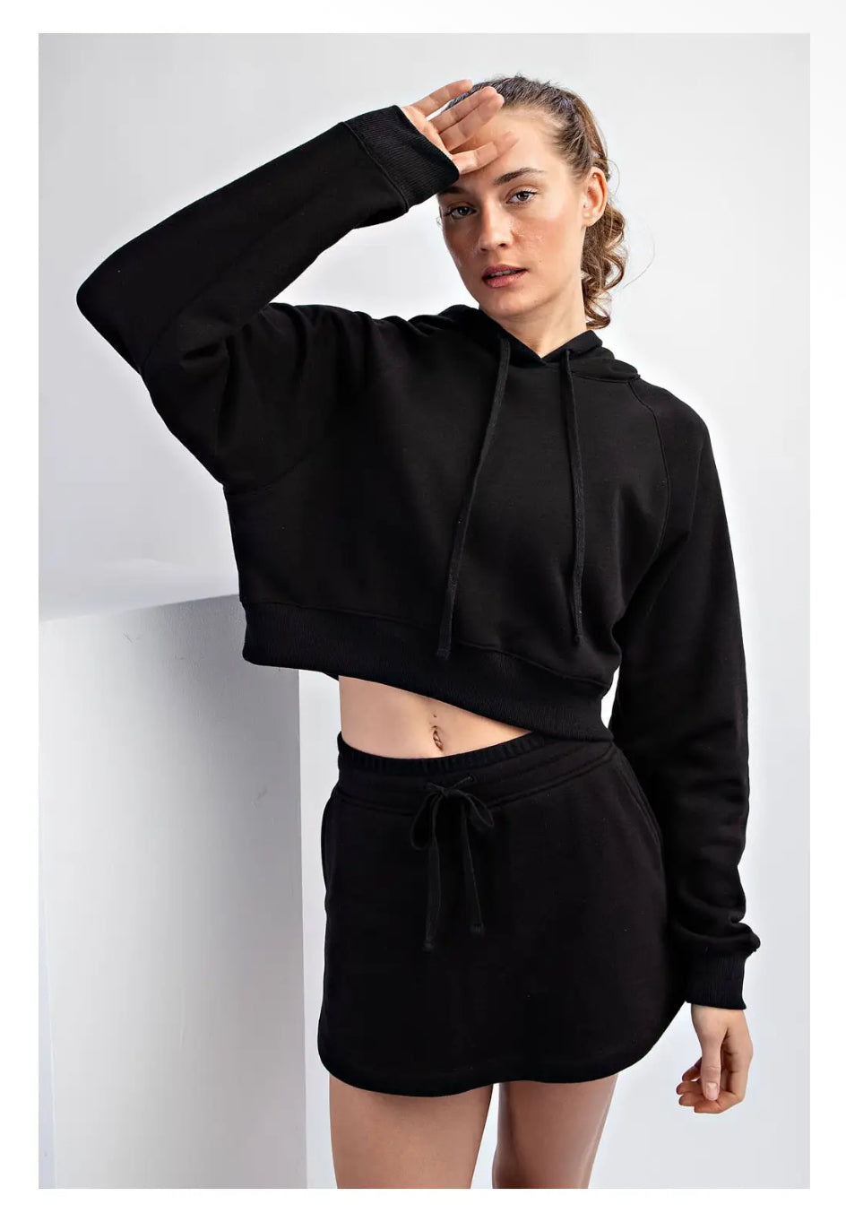 French Terry Cropped Hoodie
