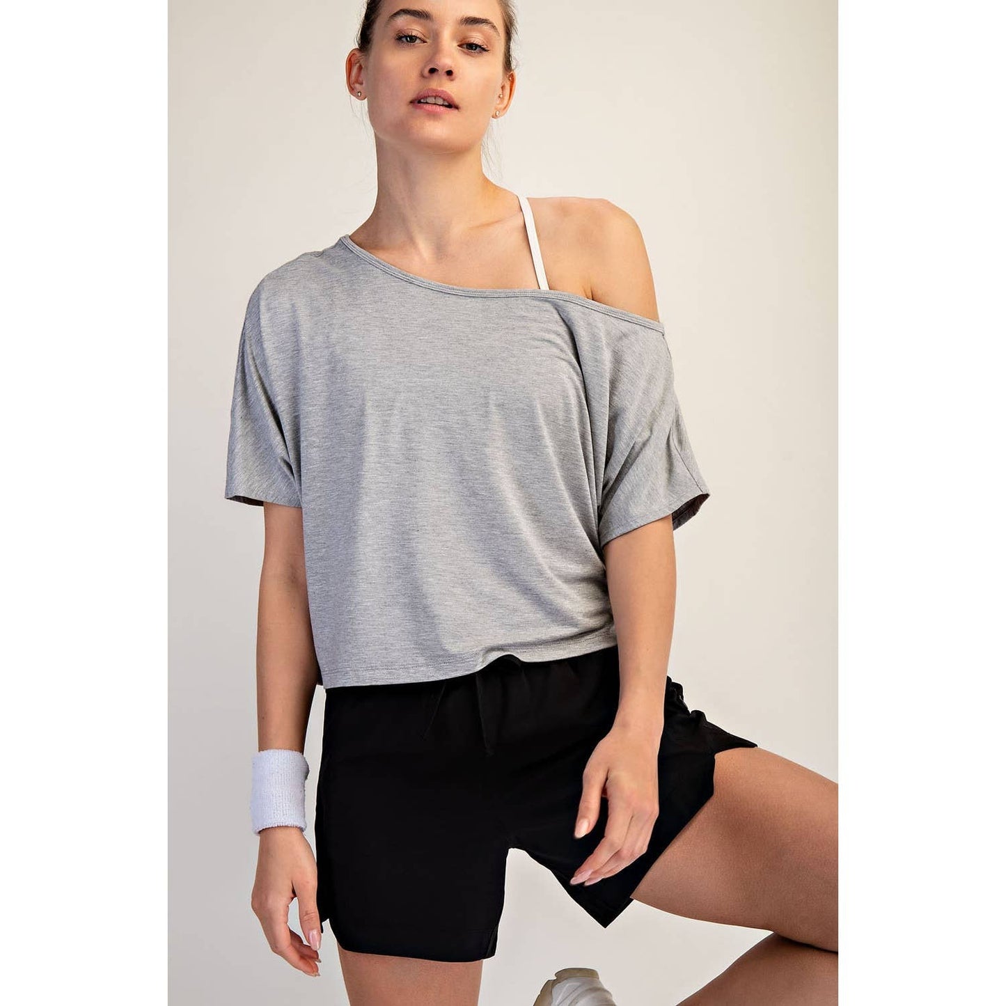 Viscose Modal Cropped Off Shoulder Top