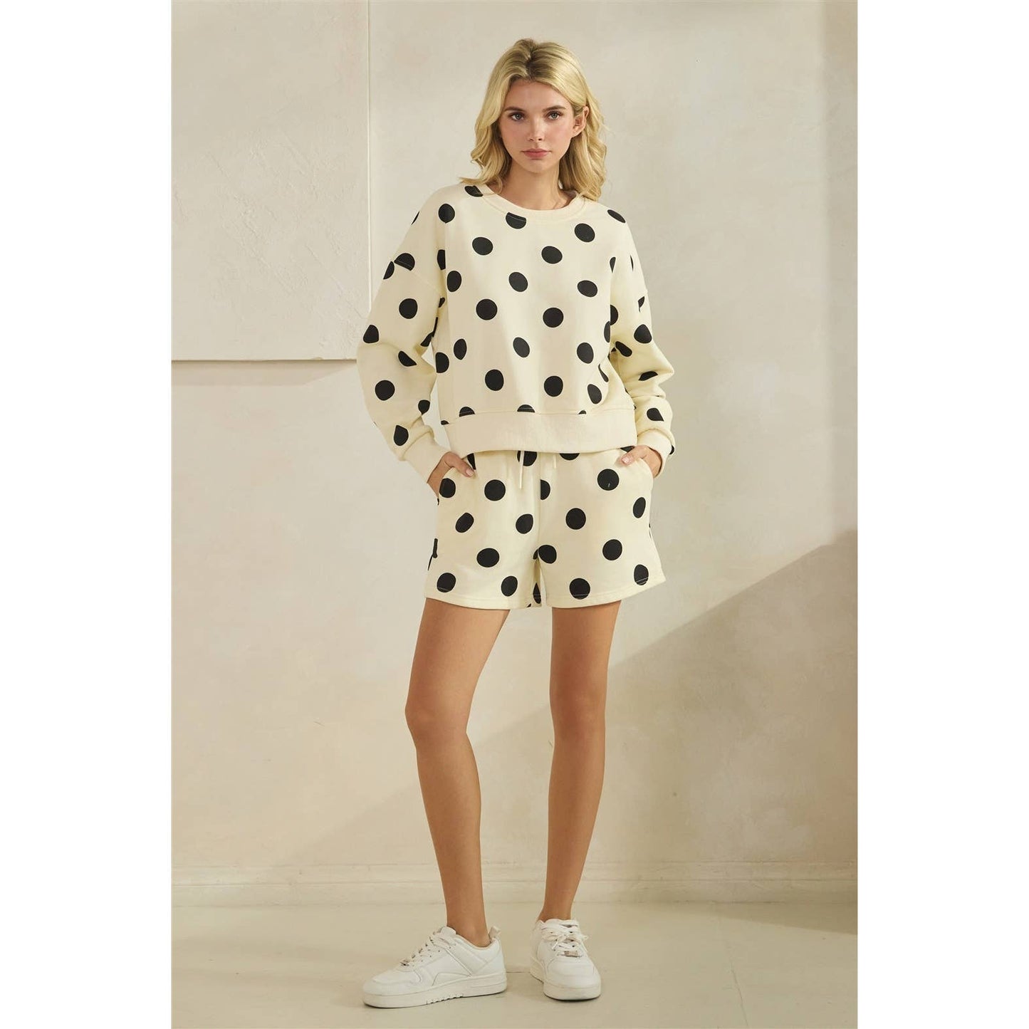 Polka Dot Crew Neck Sweatshirt