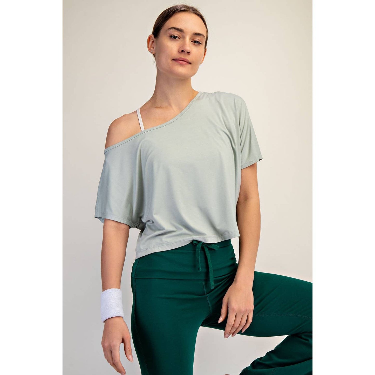 Viscose Modal Cropped Off Shoulder Top