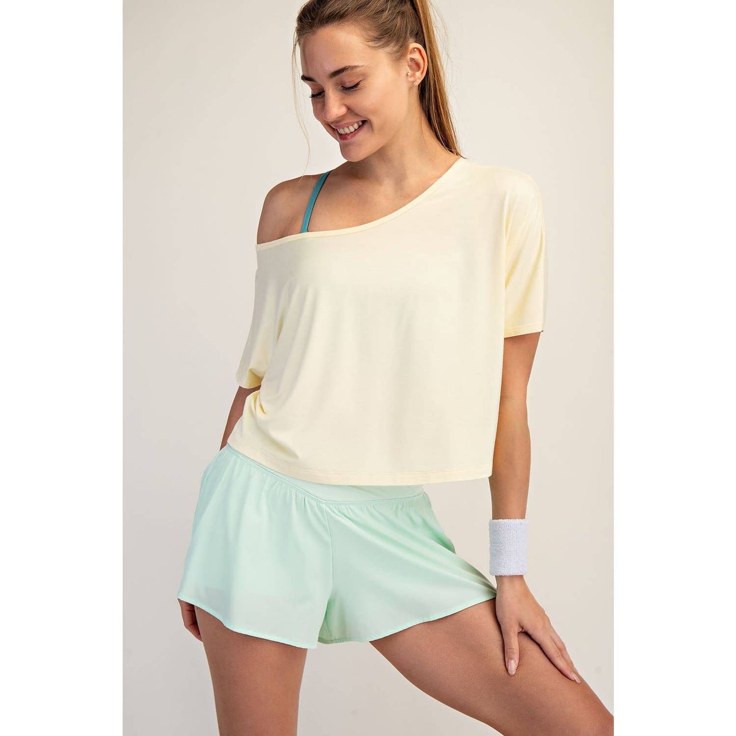 Viscose Modal Cropped Off Shoulder Top