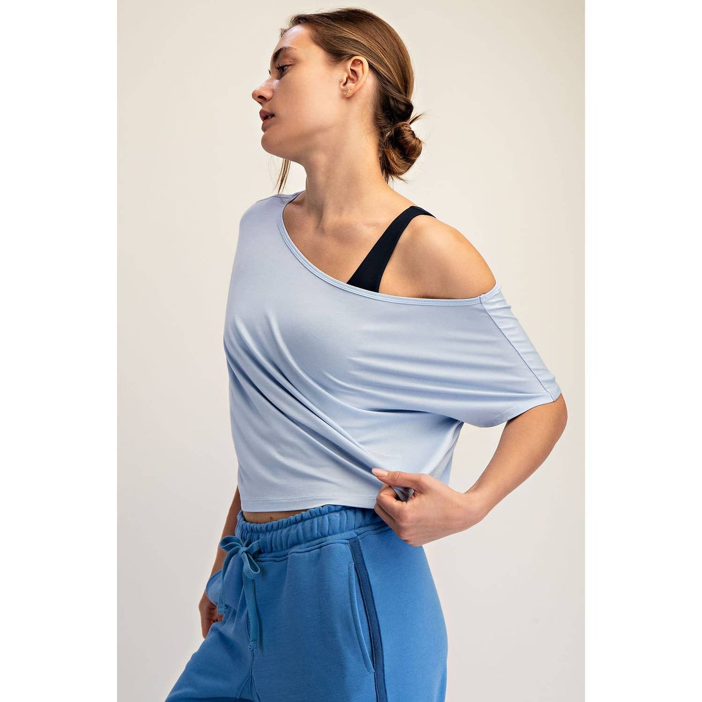 Viscose Modal Cropped Off Shoulder Top