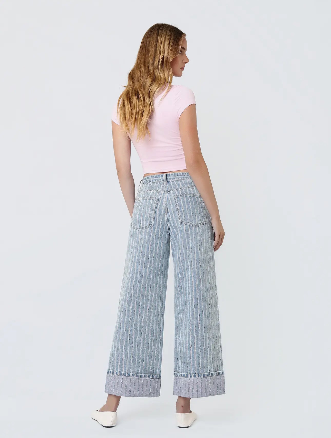 Hey Sun Super High Rise Wide Leg Cuffed Jeans