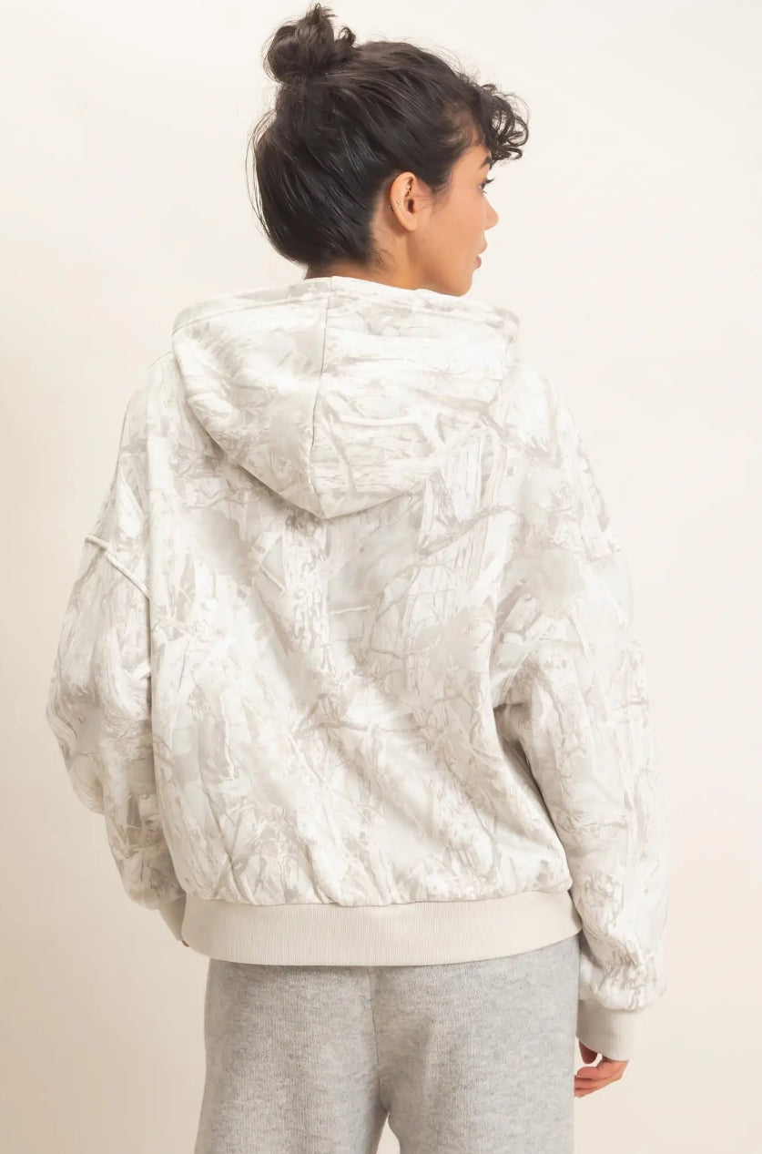 Tree Camouflage Hoodie with Kangaroo Pocket