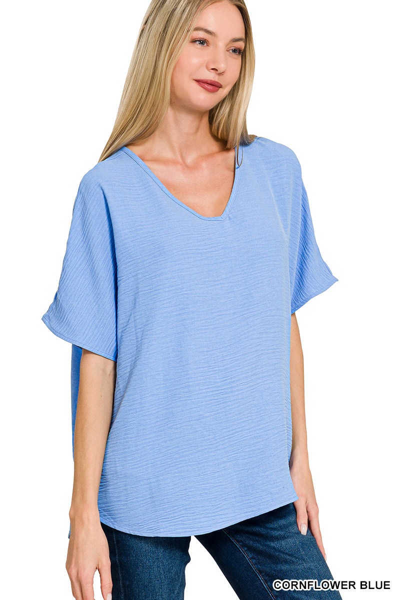 Wanda Woven Airflow V-Neck Top
