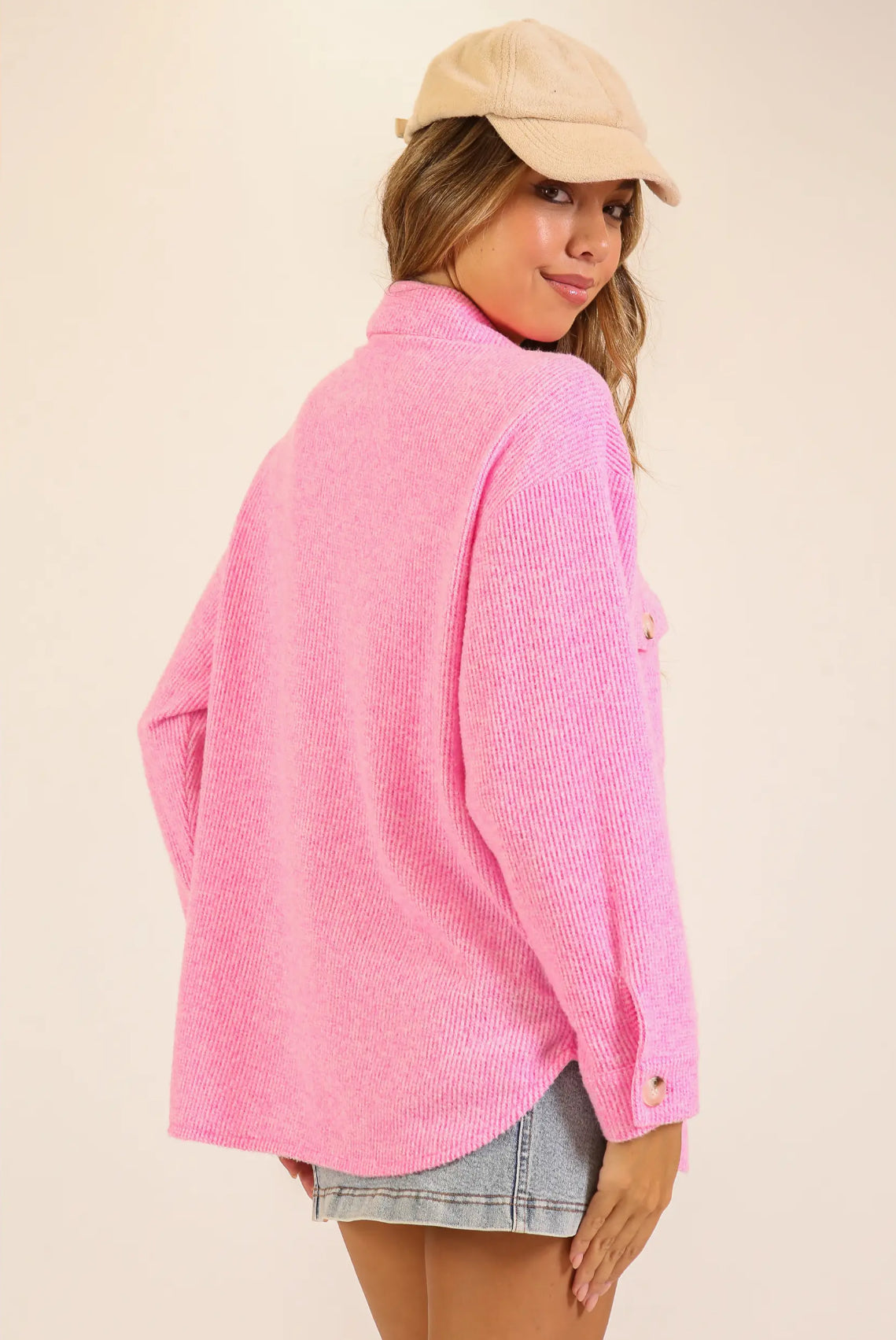 Becky Brushed Waffle Shacket