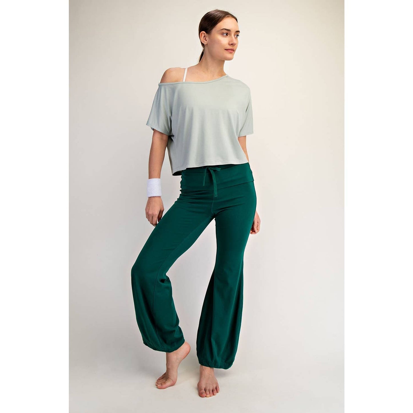 Viscose Modal Cropped Off Shoulder Top