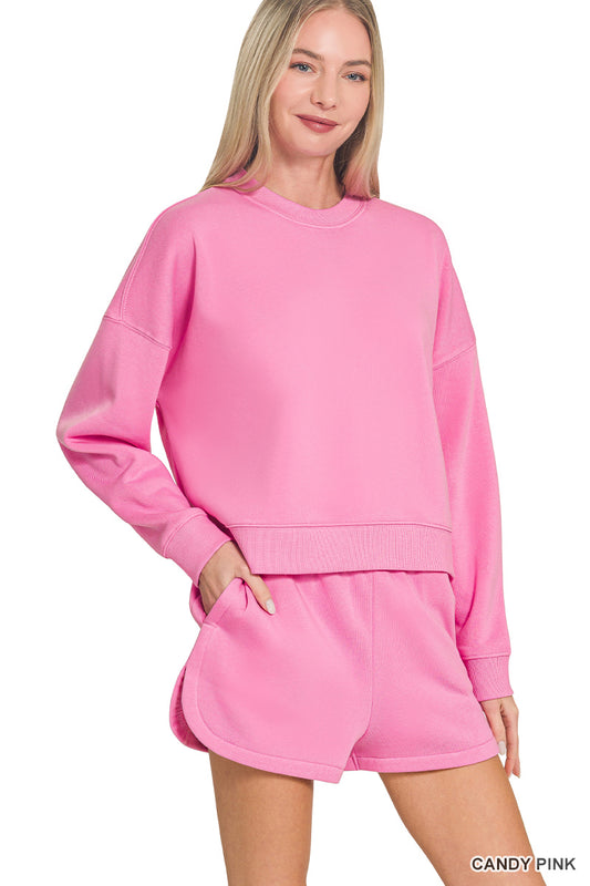 Fleece Long Sleeve Sweatshirt & Shorts Set