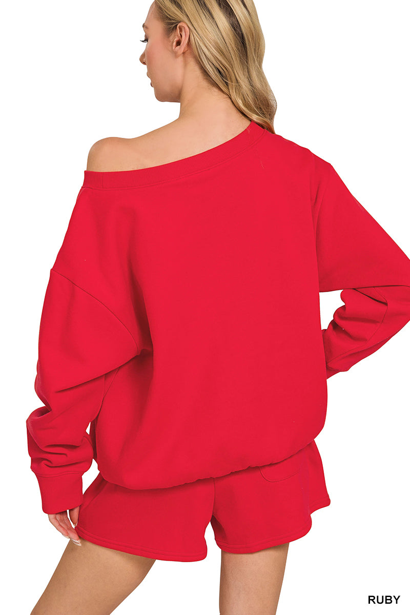 Boat Neck Sweatshirt & Shorts Set
