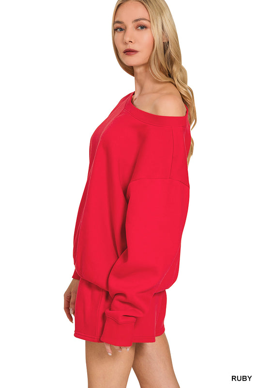 Boat Neck Sweatshirt & Shorts Set