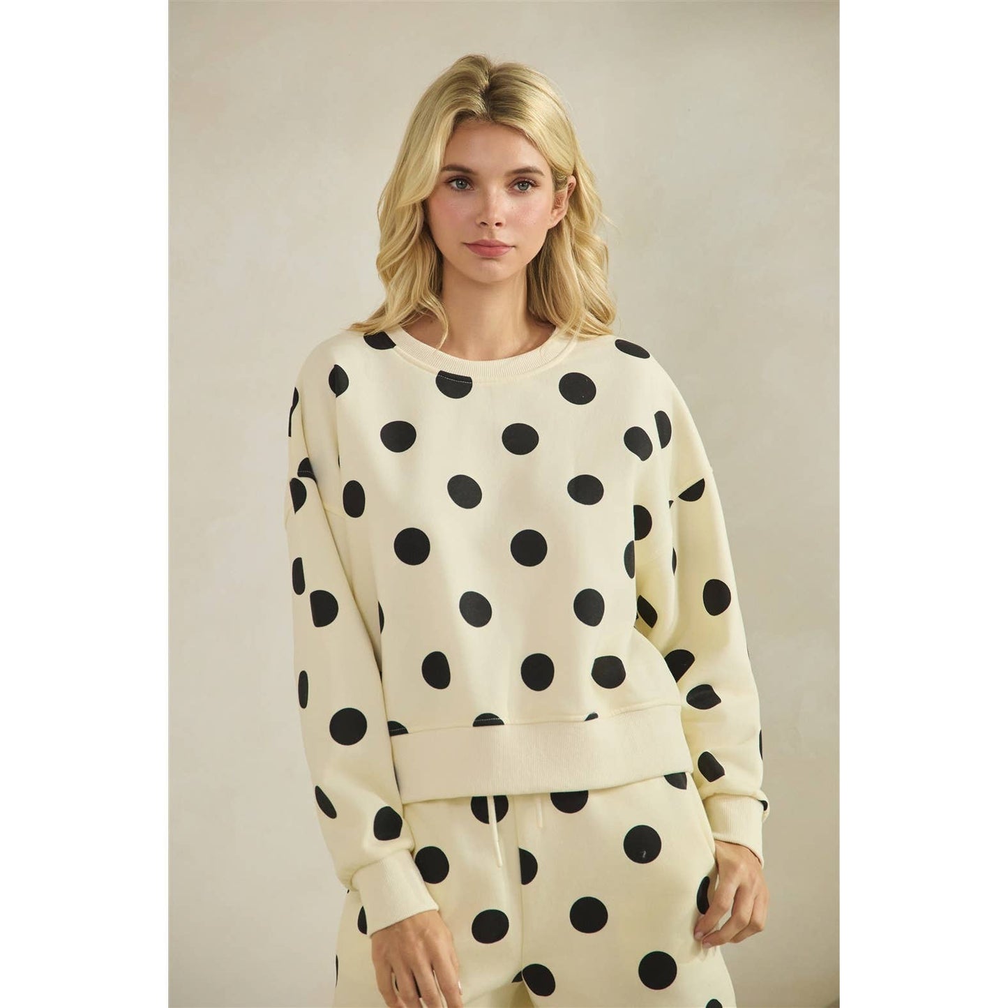 Polka Dot Crew Neck Sweatshirt