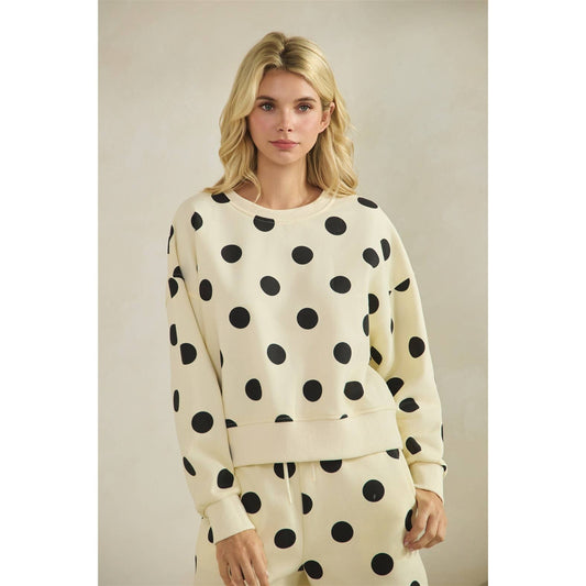 Polka Dot Crew Neck Sweatshirt