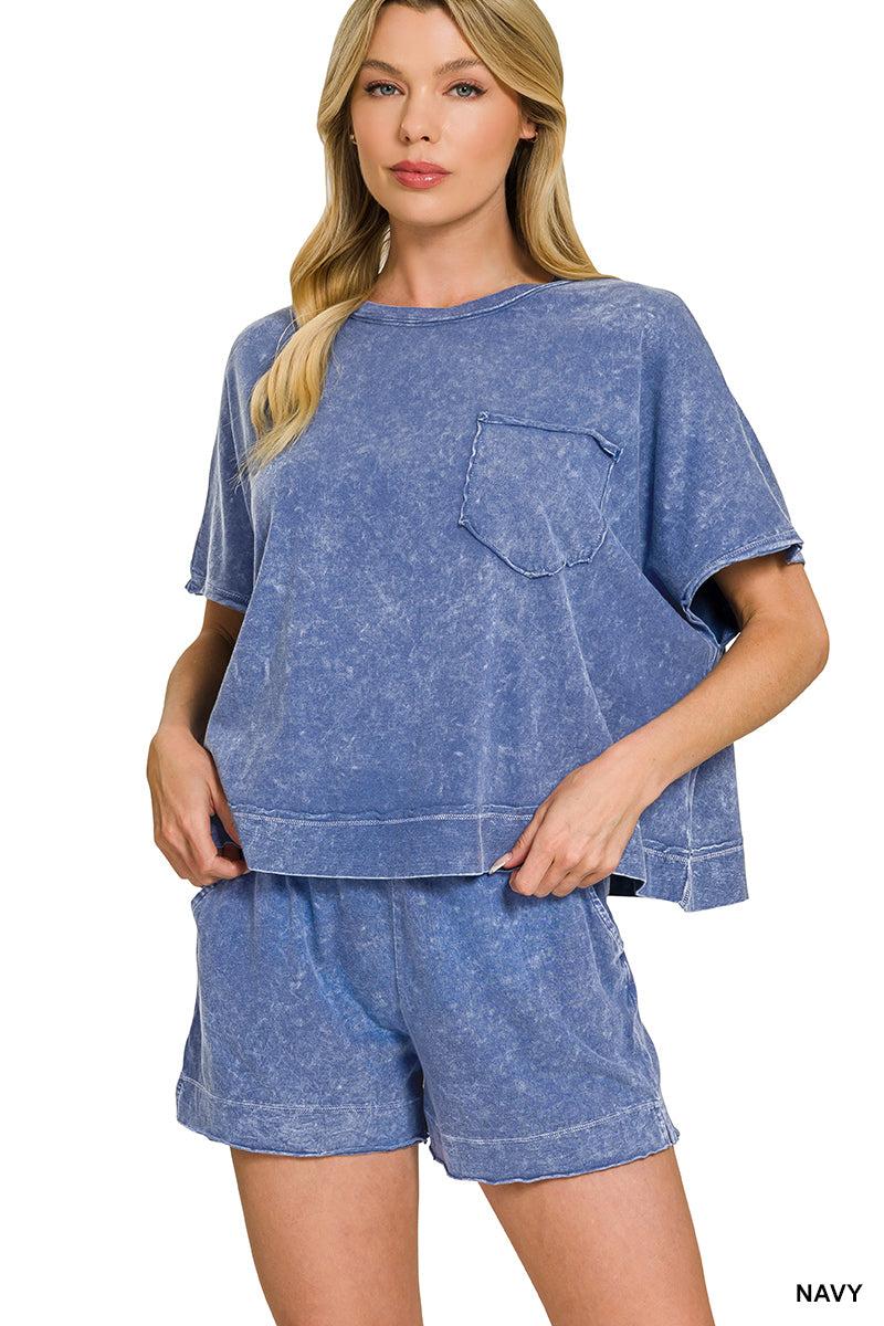 Halo Snow Washed Boxy Top & Shorts Set