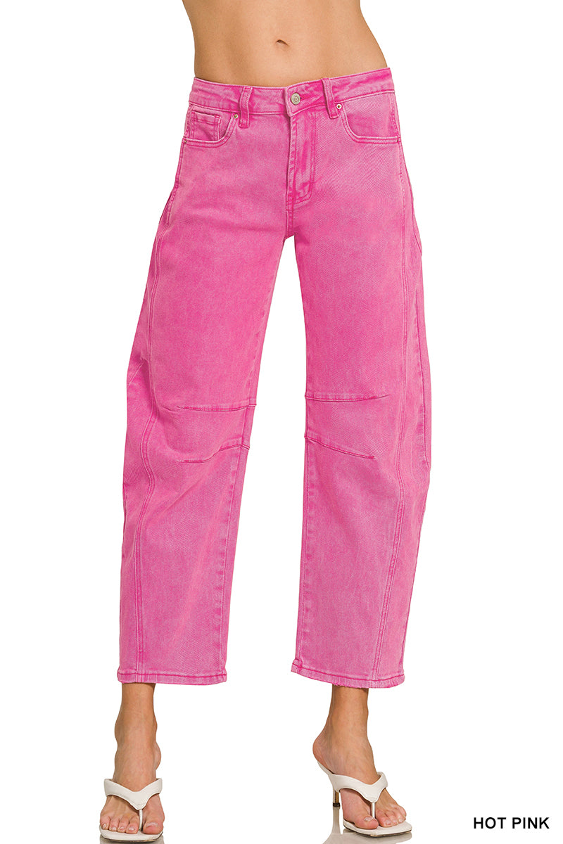 Acid Washed Barrel Leg Jeans
