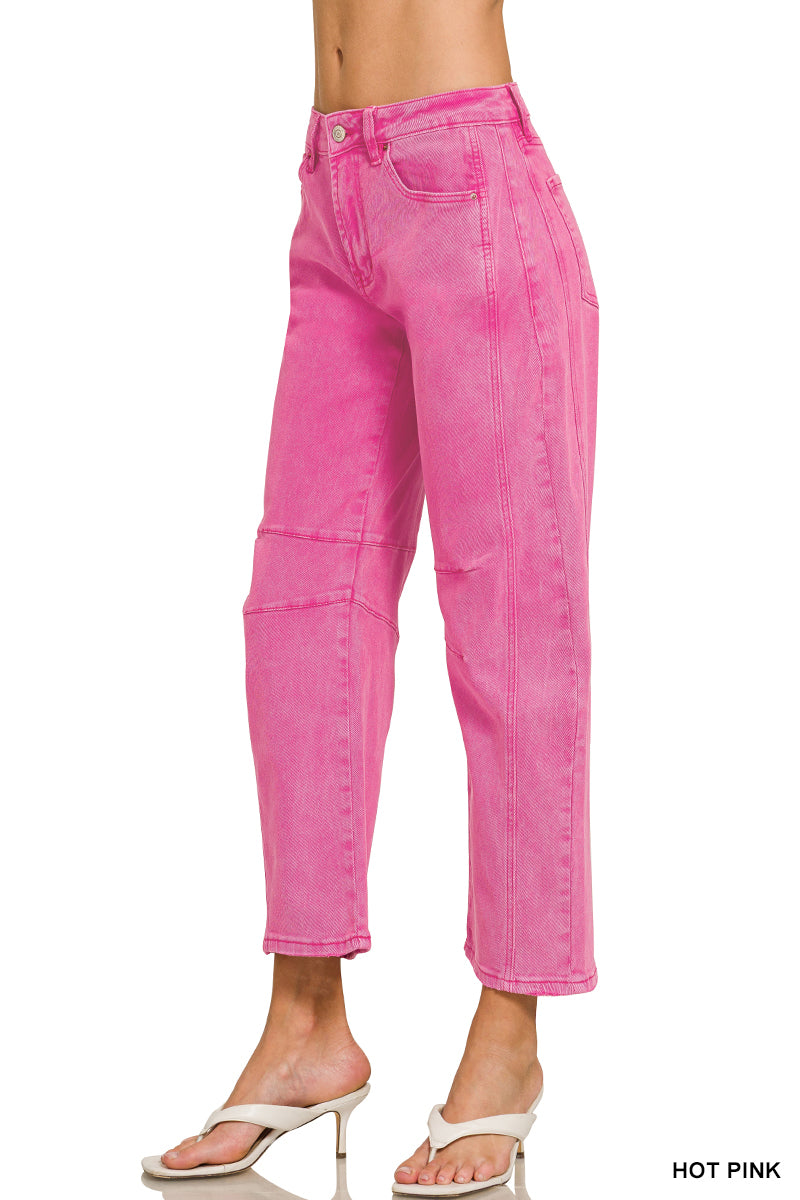 Acid Washed Barrel Leg Jeans