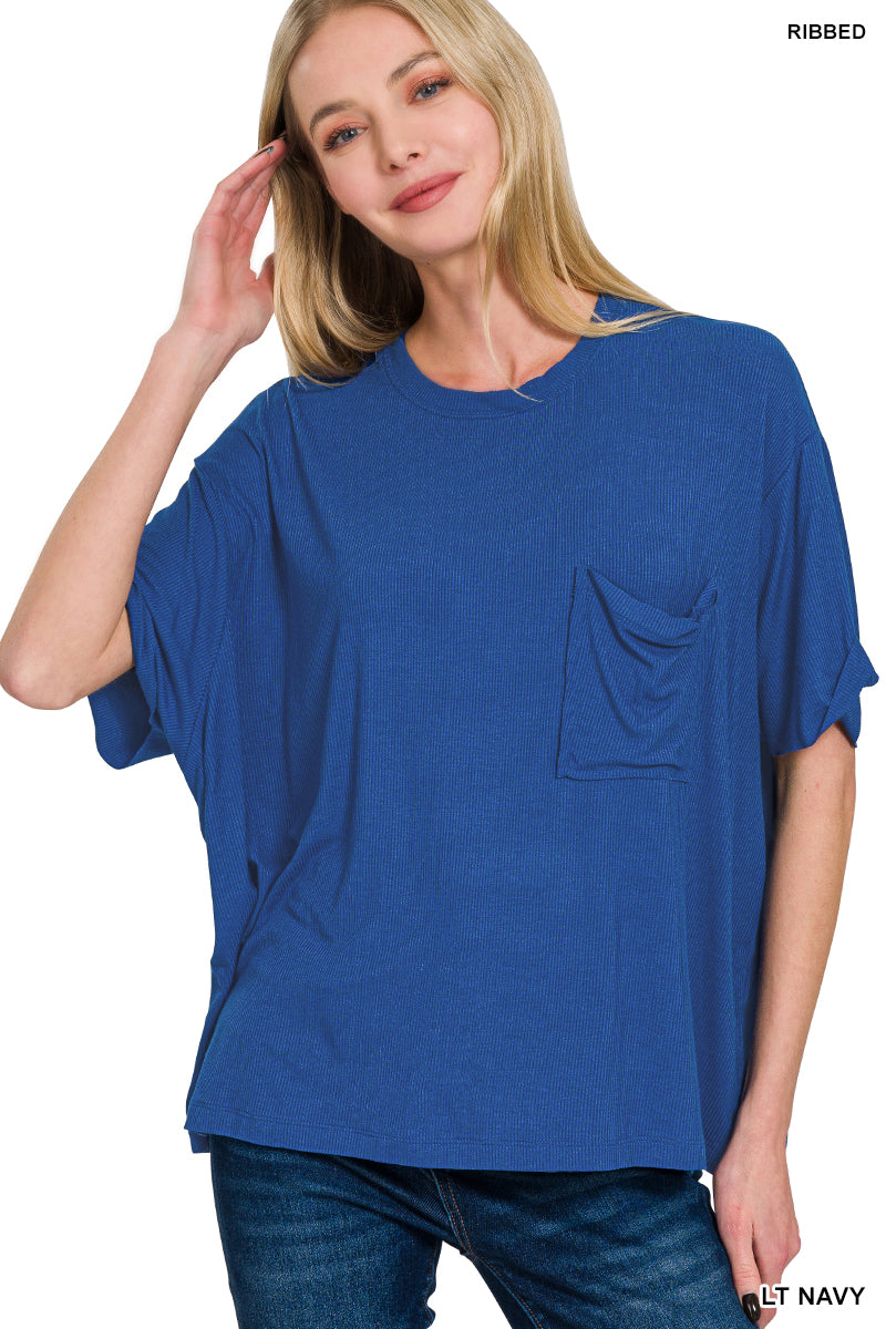 Solid Short Sleeved Ribbed Top