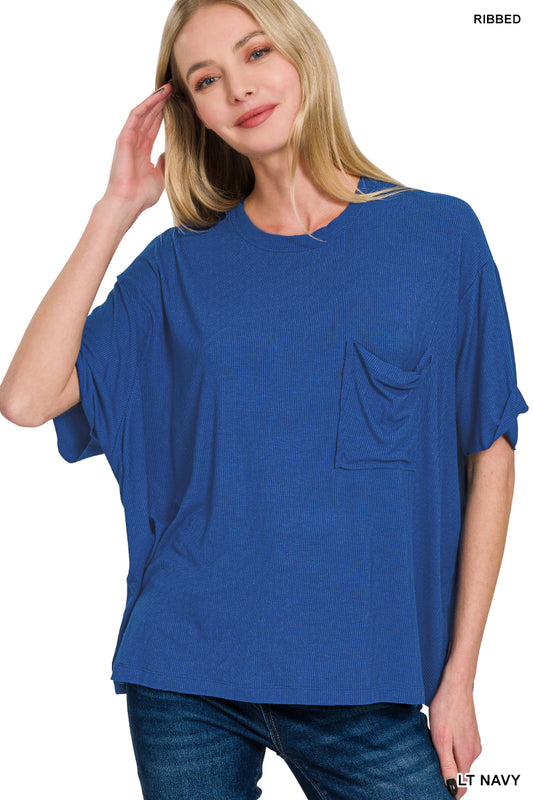Solid Short Sleeved Ribbed Top
