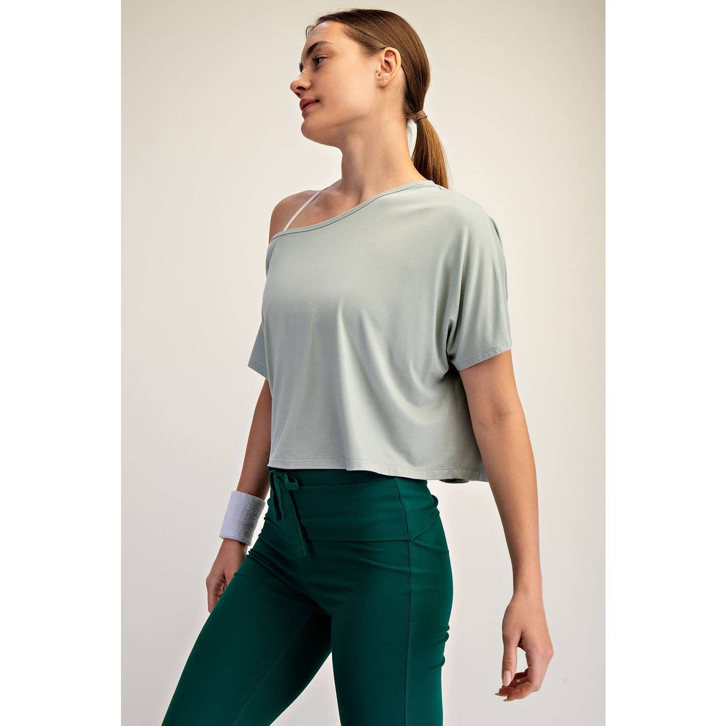 Viscose Modal Cropped Off Shoulder Top