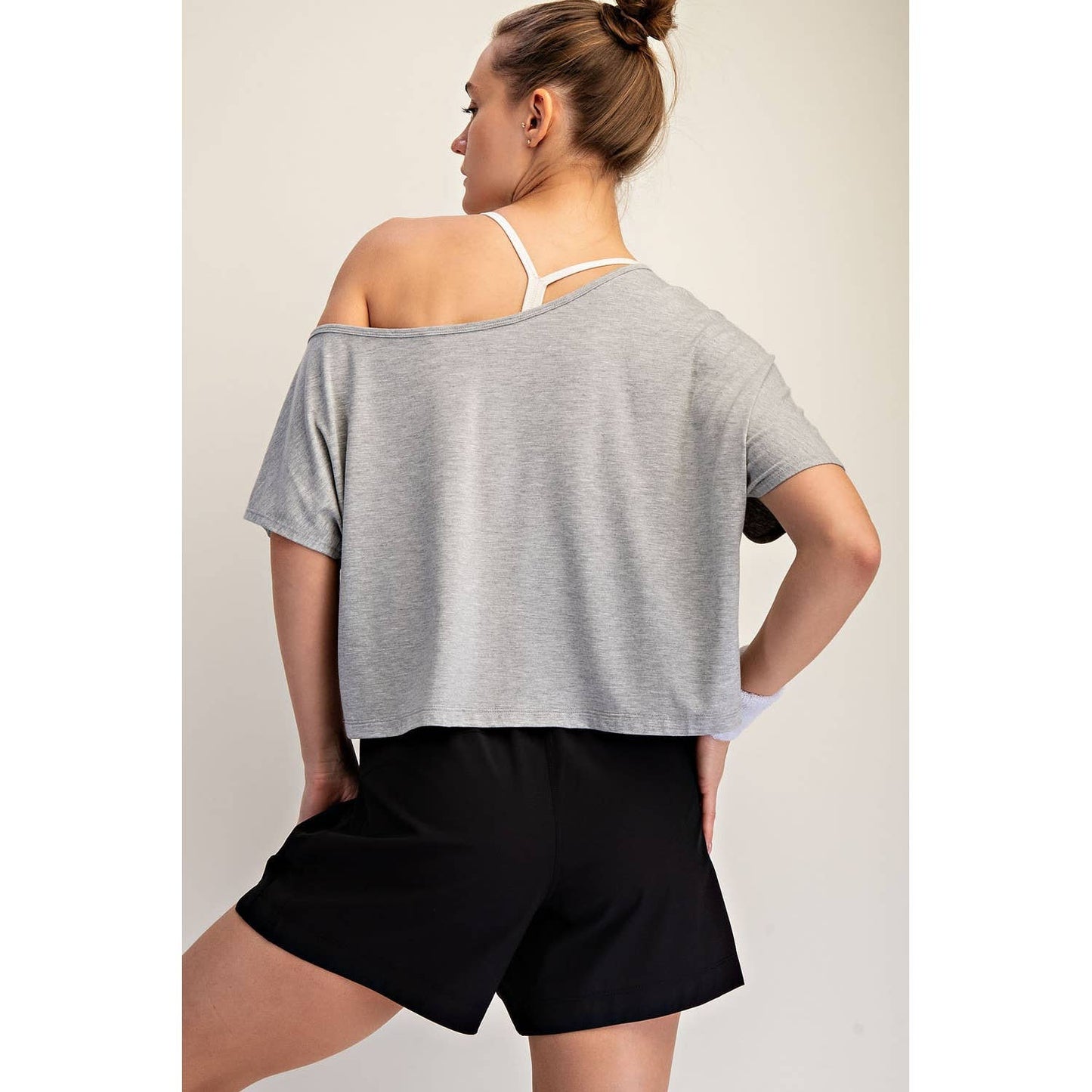 Viscose Modal Cropped Off Shoulder Top