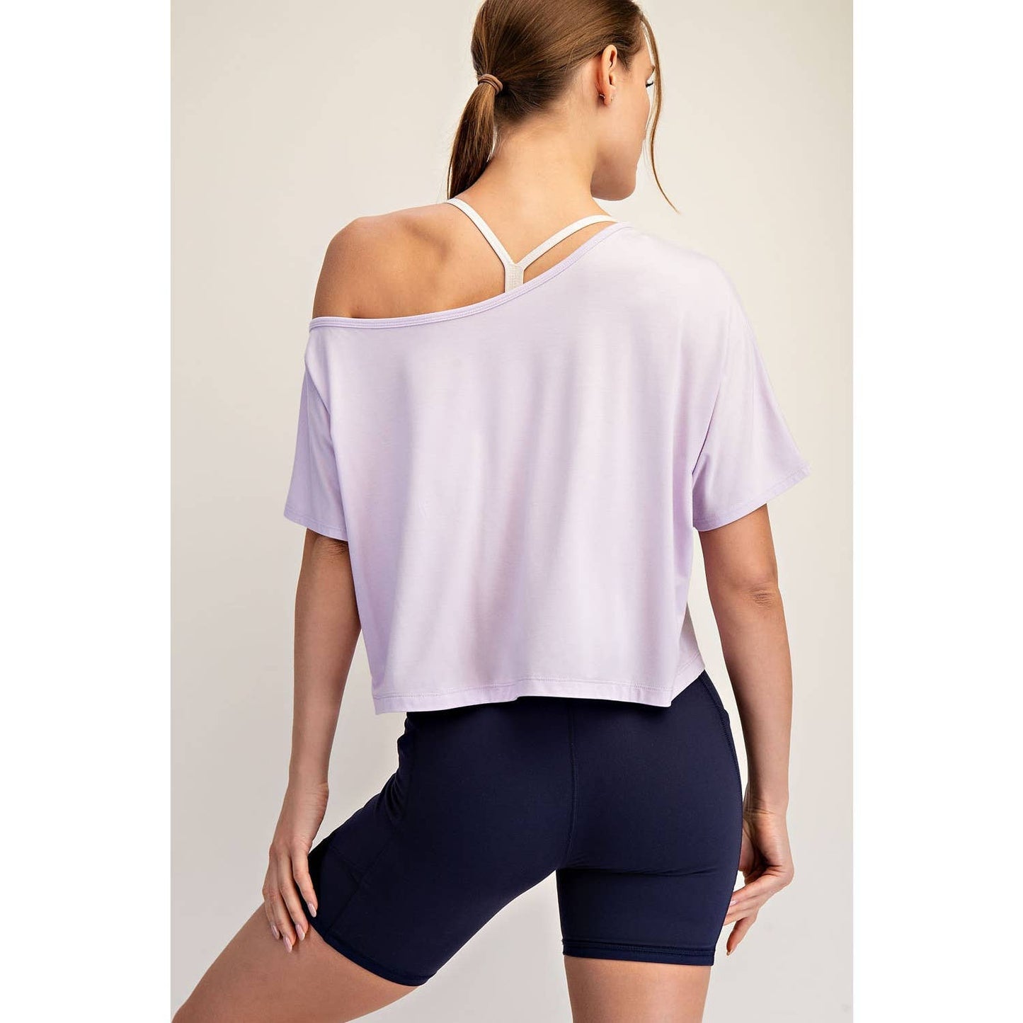 Viscose Modal Cropped Off Shoulder Top