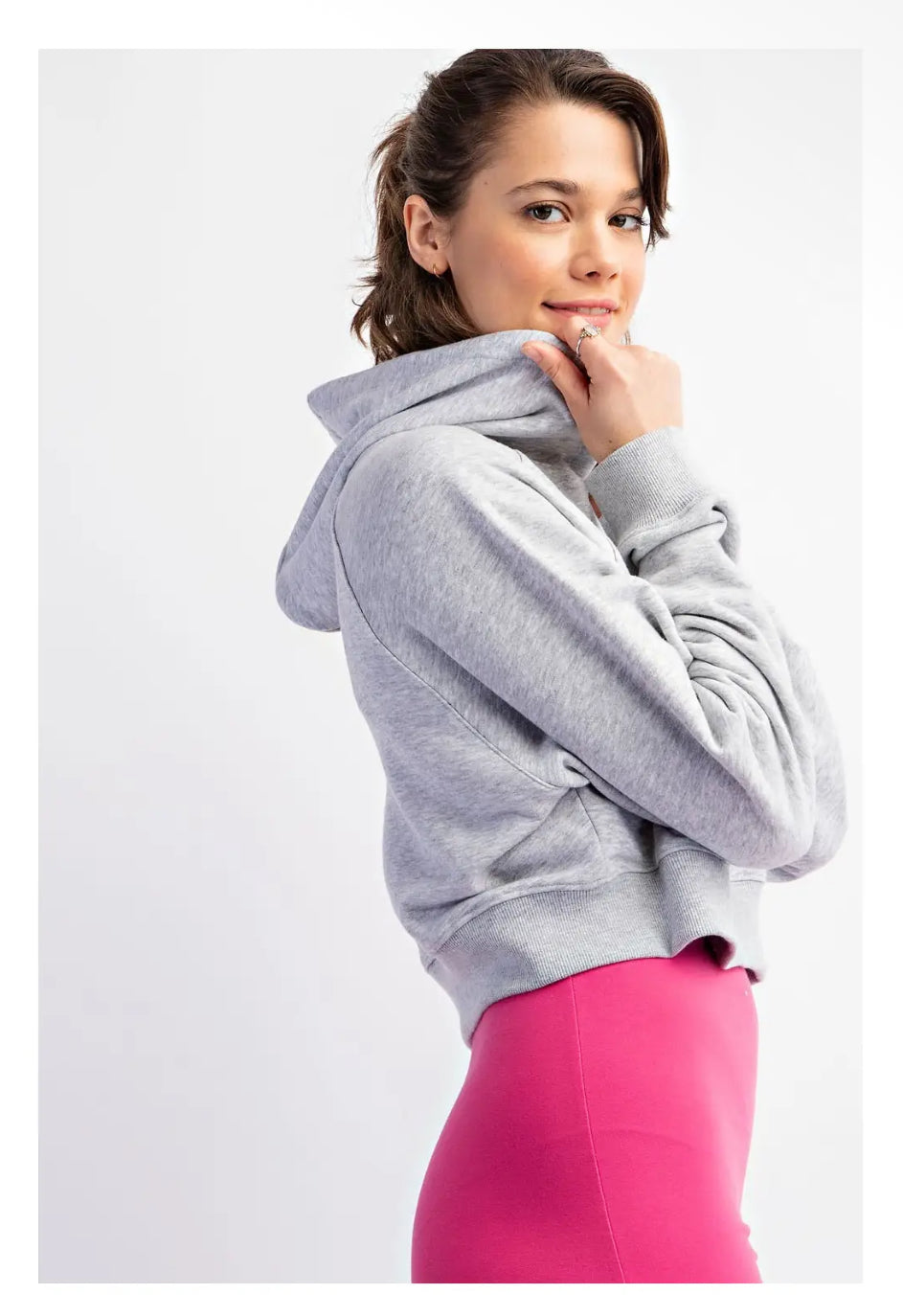 French Terry Cropped Hoodie