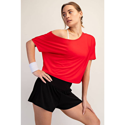 Viscose Modal Cropped Off Shoulder Top