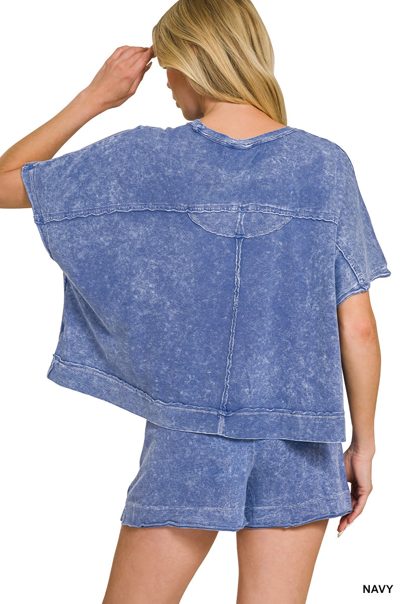 Halo Snow Washed Boxy Top & Shorts Set