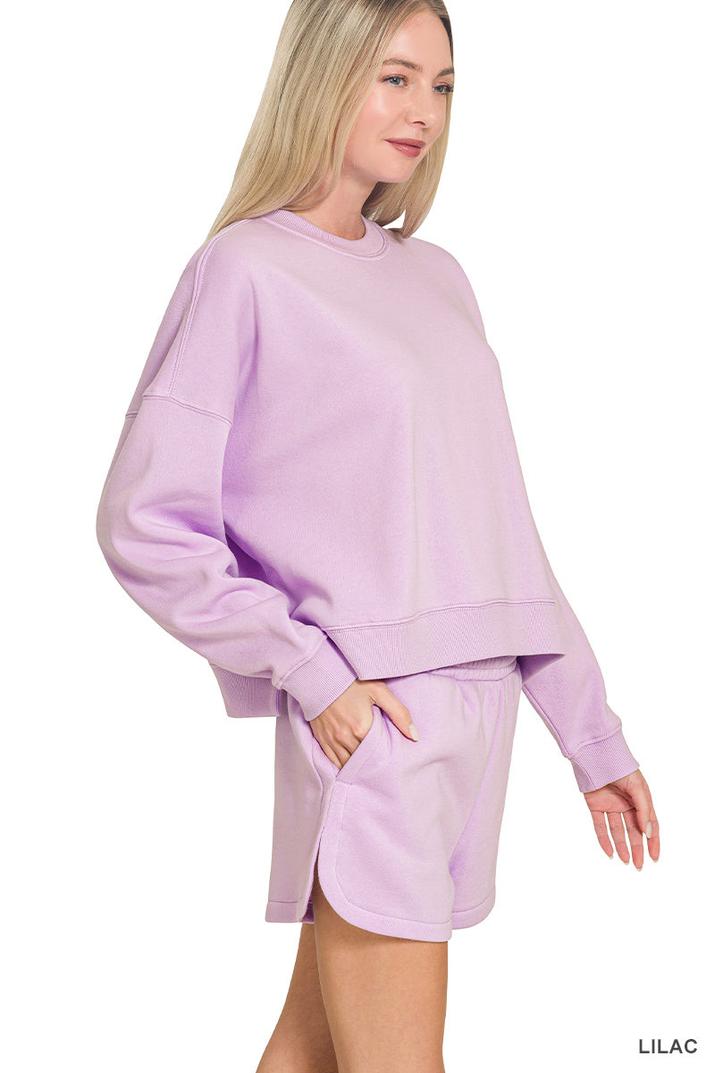 Fleece Long Sleeve Sweatshirt & Shorts Set
