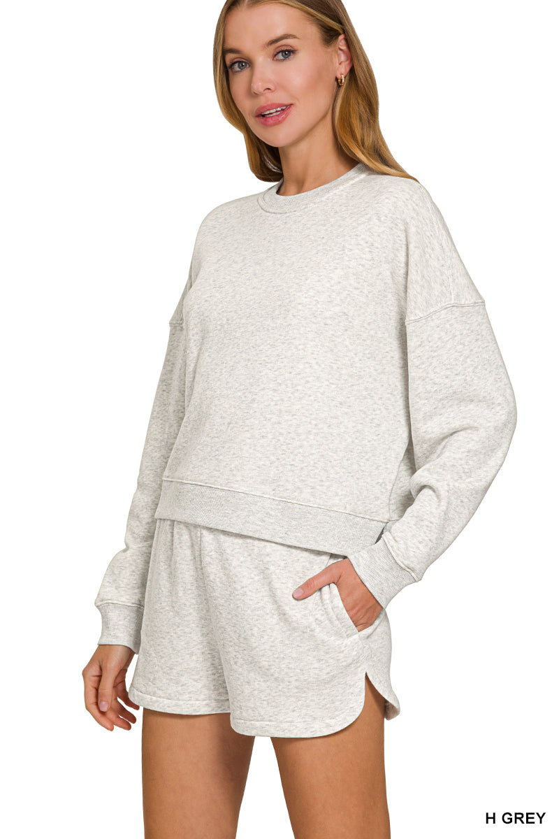 Fleece Long Sleeve Sweatshirt & Shorts Set
