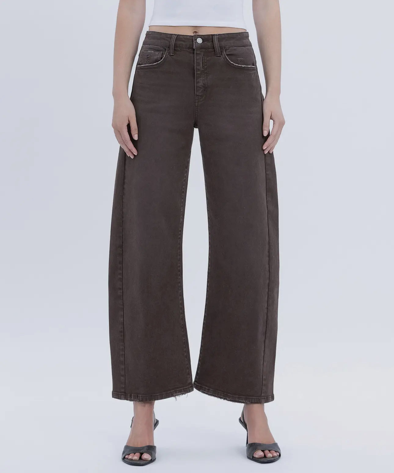 Kate High Rise Brown Barrel Jeans