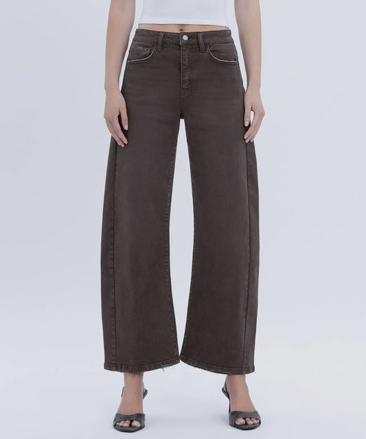 Kate High Rise Brown Barrel Jeans