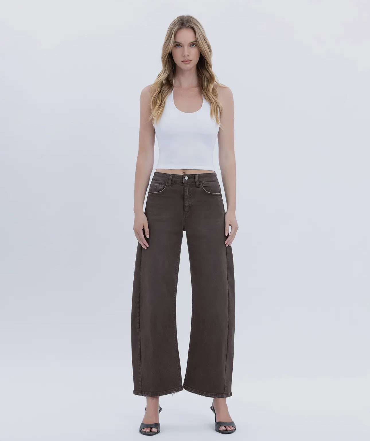 Kate High Rise Brown Barrel Jeans