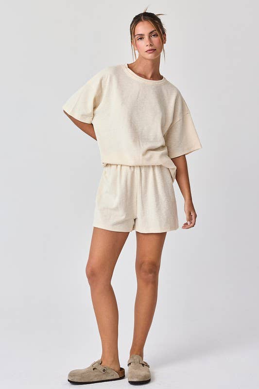 Amaya Textured Knit Top and Shorts Set
