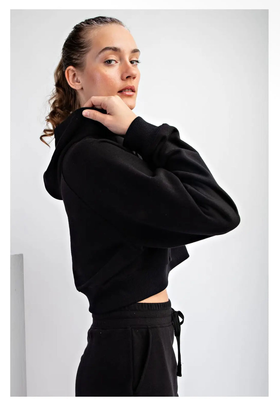 French Terry Cropped Hoodie