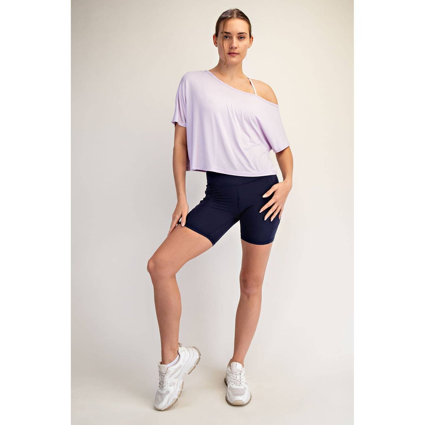 Viscose Modal Cropped Off Shoulder Top