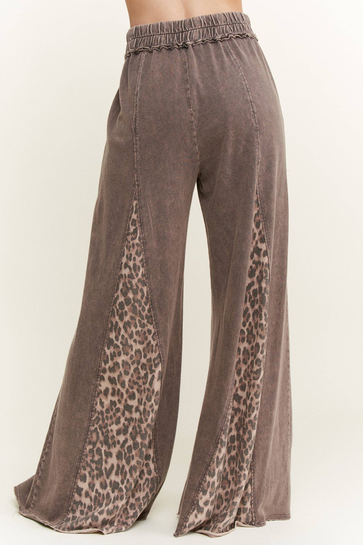 Mineral Washed Leopard Animal Print Flare Pants