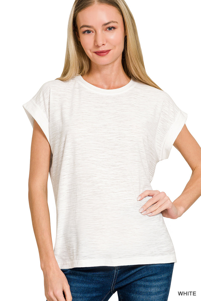 Slub Cuffed Sleeve Tee