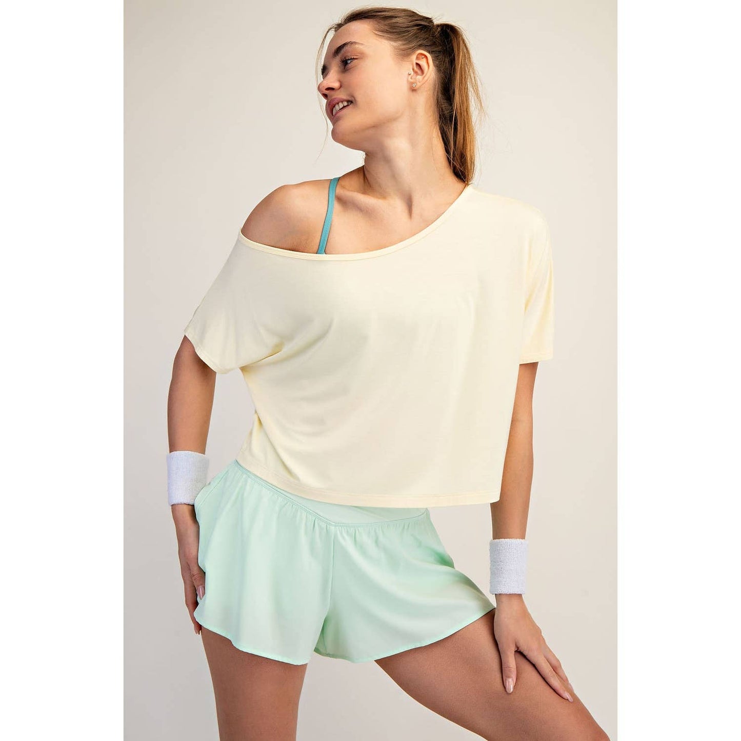 Viscose Modal Cropped Off Shoulder Top