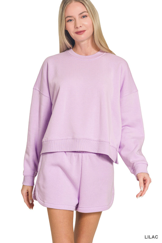 Fleece Long Sleeve Sweatshirt & Shorts Set