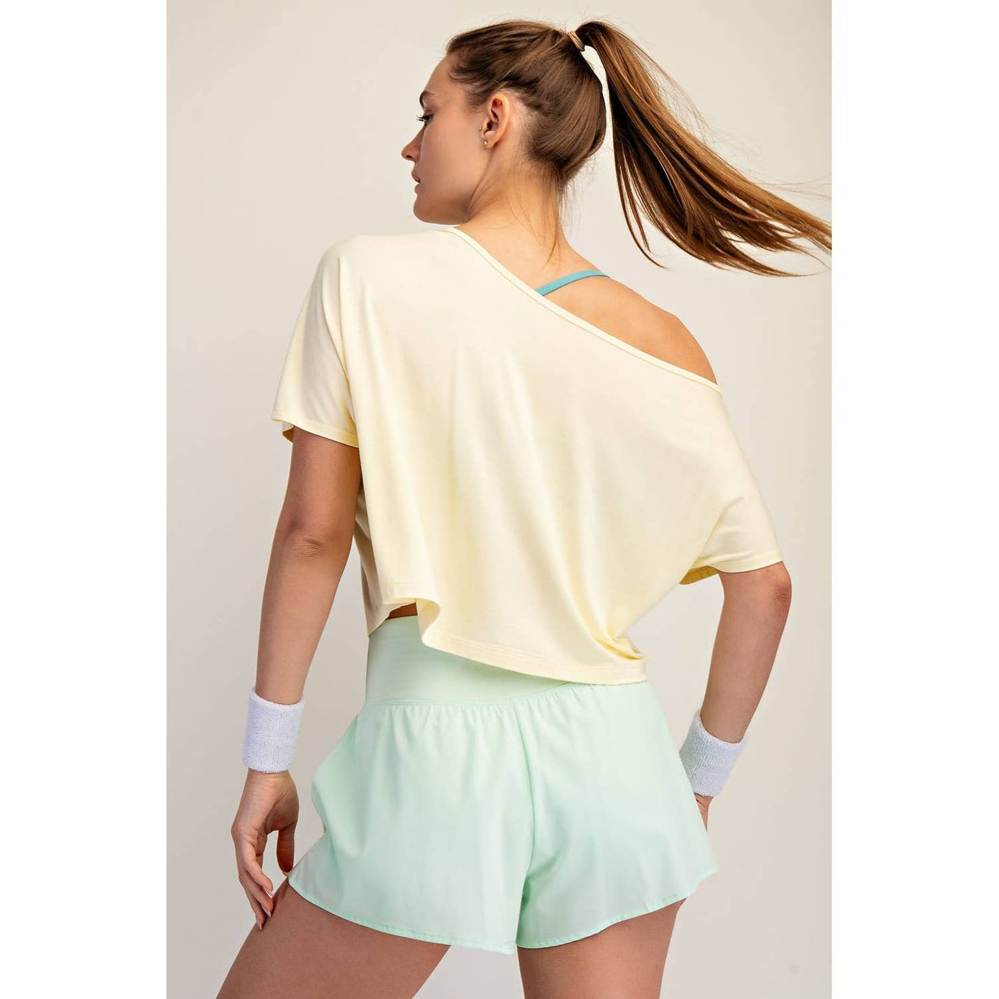 Viscose Modal Cropped Off Shoulder Top
